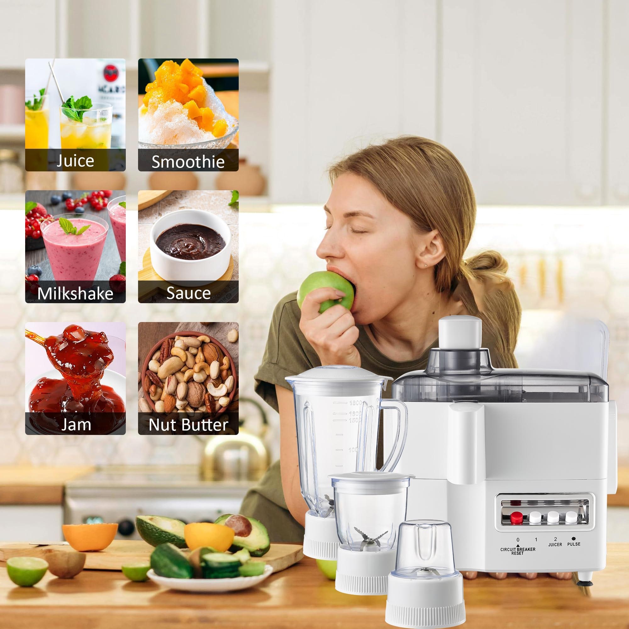 Euromax Juicer 4 in 1, Blender, grinder and Mill Food Processor