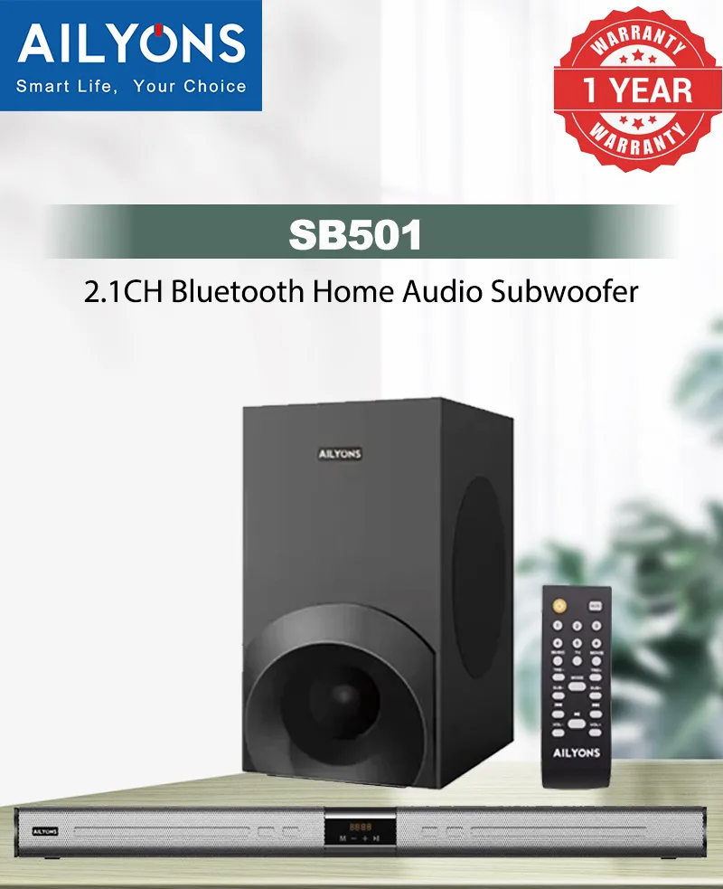 Ailyons SB-501 2.1CH Soundbar & Subwoofer System – 15000W PMPO Bluetooth Speaker