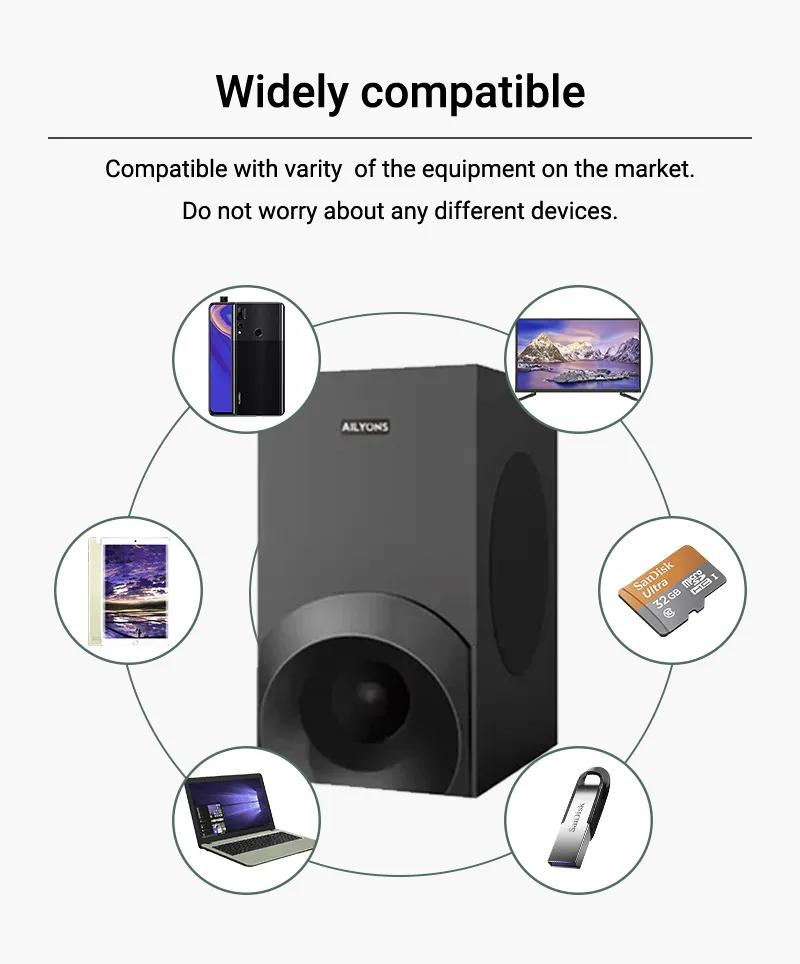Ailyons SB-501 2.1CH Soundbar & Subwoofer System – 15000W PMPO Bluetooth Speaker
