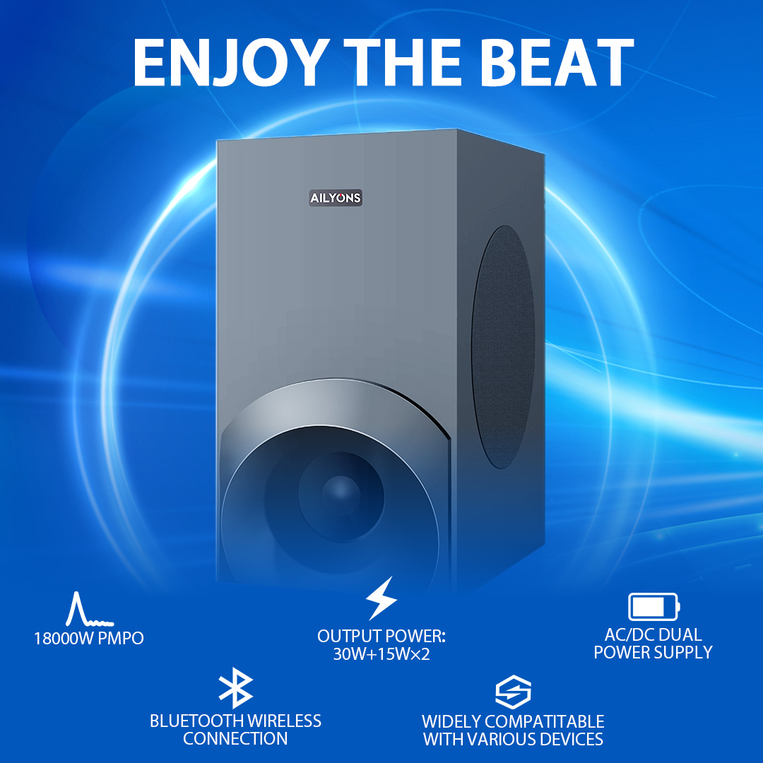 Ailyons SB-501 2.1CH Soundbar & Subwoofer System – 15000W PMPO Bluetooth Speaker