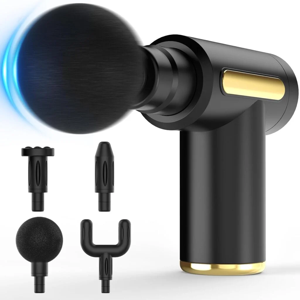 Mini Fascia Massage Gun – Cordless Deep Tissue Muscle Massager with 4 Heads