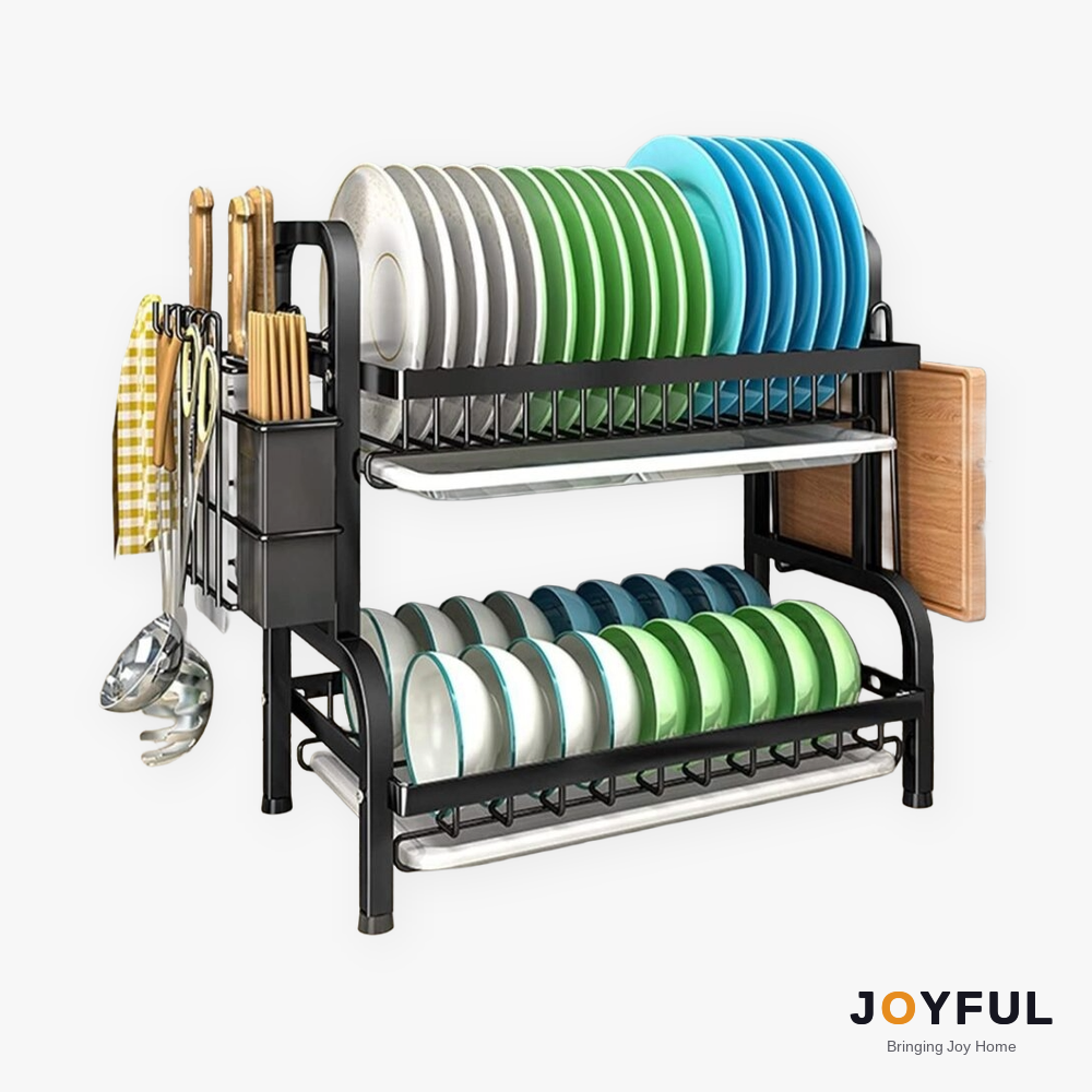 Stainless Steel Dish Drying Rack – 2-Tier & 3-Tier Kitchen Rack with Utensil Holder (Kenya)