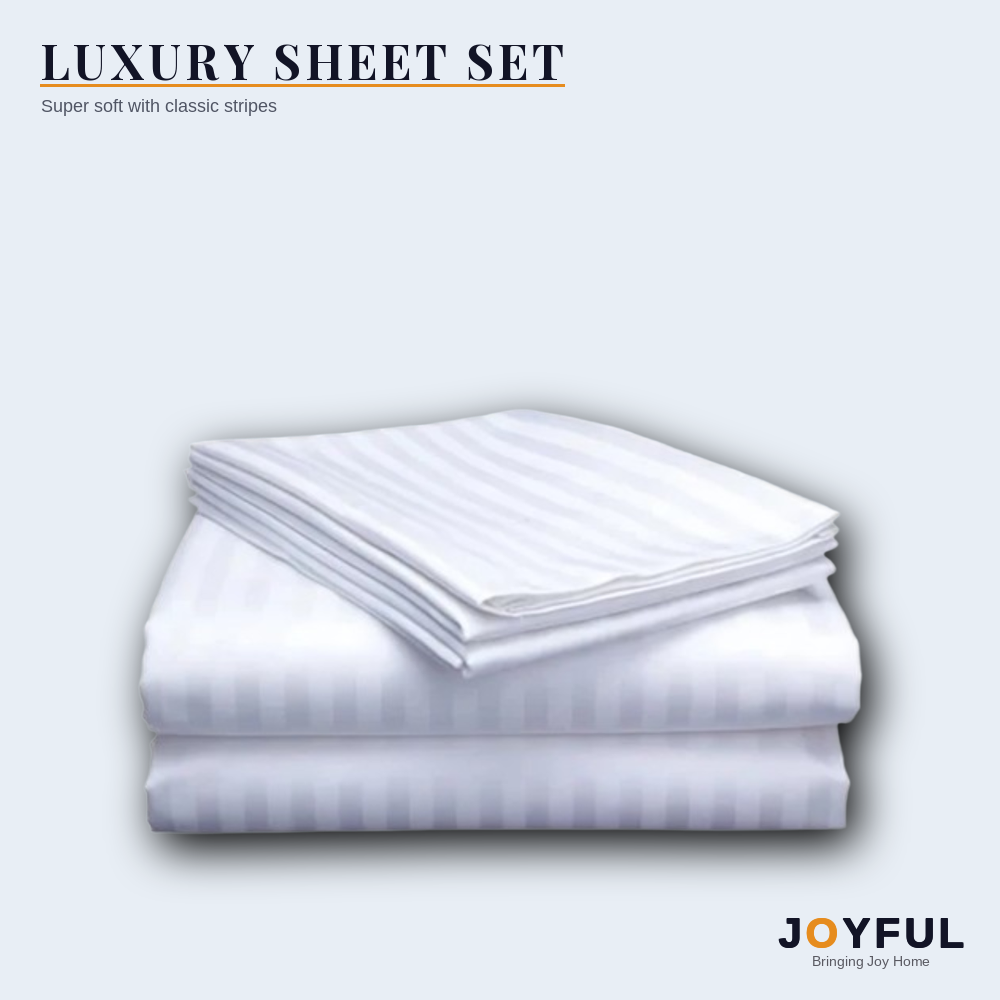 Luxury White Stripe Bedsheet Set – 4 Pcs
