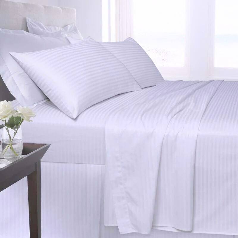 Luxury White Stripe Bedsheet Set – 4 Pcs