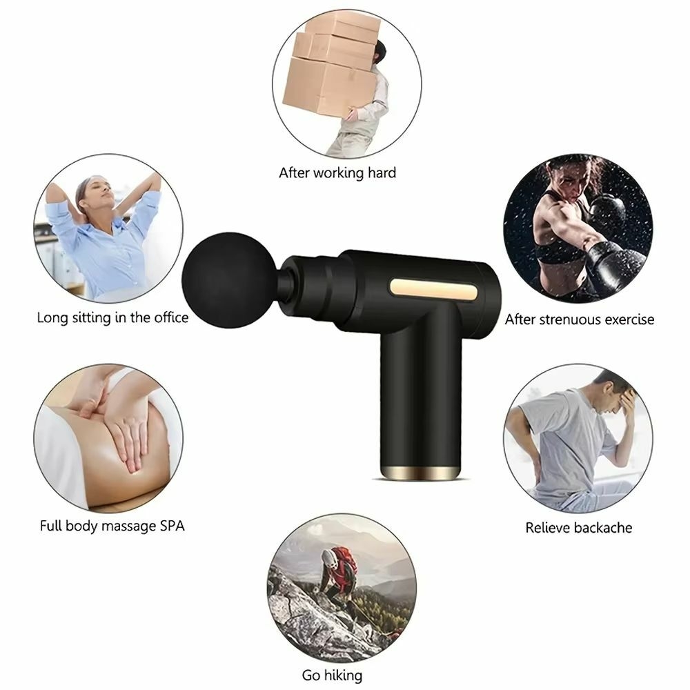 Mini Fascia Massage Gun – Cordless Deep Tissue Muscle Massager with 4 Heads