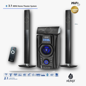 Nunix 3.1 Channel Home Theatre Speaker System – 12,000W PMPO Bluetooth Subwoofer | USB, FM, AUX