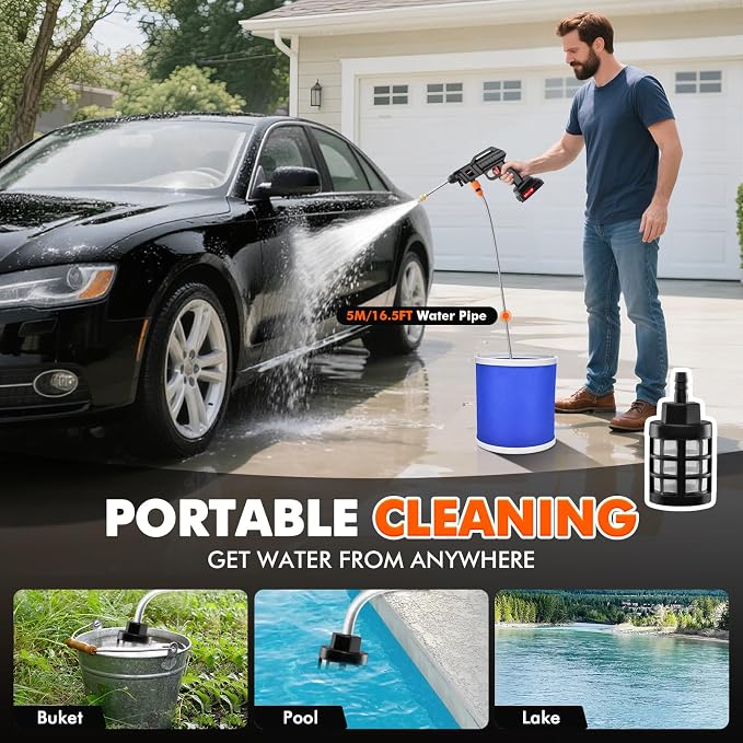 Cordless Portable Electric Water High Pressure Washer Gun